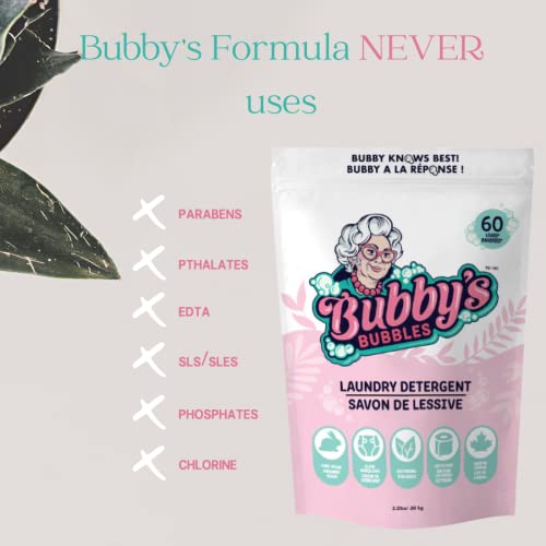 Bubby's Bubbles Powder Laundry Detergent, He Compatible Essential All Natural And Biodegradable Deep Cleaning Household Soap, 60 Loads (1.7 Pound) Vanilla #TOP5