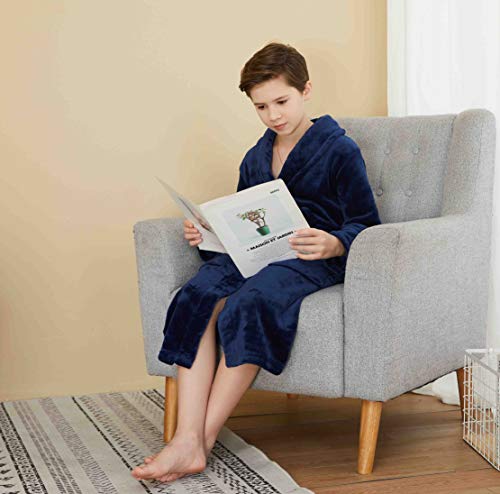 Worw Big Boys Solid Robes Bathrobe Robes (Blue, Large) #TOP6