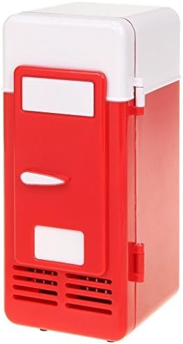 ThreeH New Mini Red USB Fridge Cooler Beverage Drink Cans Cooler/Warmer Refrigerator for Laptop PC Computer Red H-UF05Red