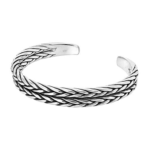 Aeravida Powerful Dragon Scales .925 Sterling Silver Handmade Cuff Bracelet #TOP1