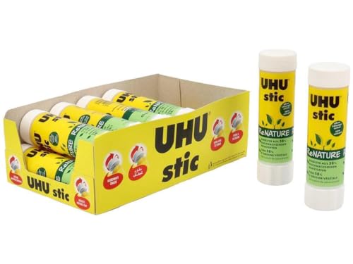 UHU Renature Colla Stick 21 g Ecologica Astuccio Bio-plastica Tappo a Vite 12 pezzi