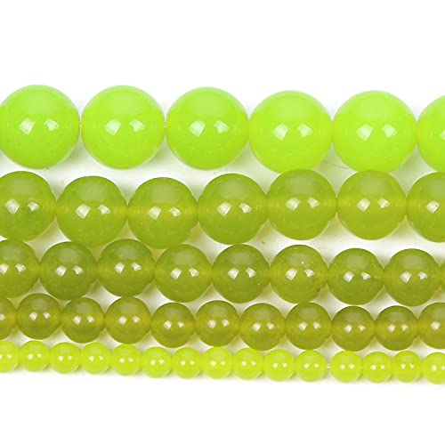 Gfsdjalkj Naturalny kamień koralik oliwkowy zielony chalcedon charm okrągłe luźne koraliki do produkcji biżuterii robótek ręcznych DIY bransoletka sznurek 4-12 mm ręcznie robione rzemiosło (średnica przedmiotu: 4 mm około 92 szt.)