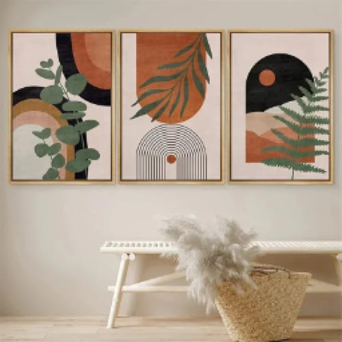Peinture murale toile jungle abstraite nature et décoration salon