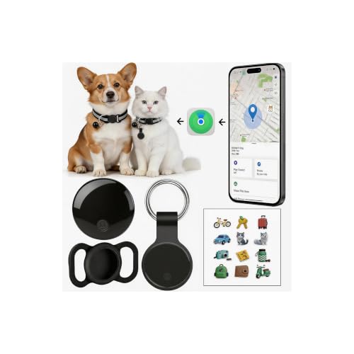 GPS Tracker for Dogs & Cats, No Monthly Fee, No SIM Card, Real-Time Positioning & Smart Anti-Lost Alerts,Mini Waterproof Drop-Proof Pet Tracker,Long Battery Life,for iOS Find My【Apple MFi Certified】 