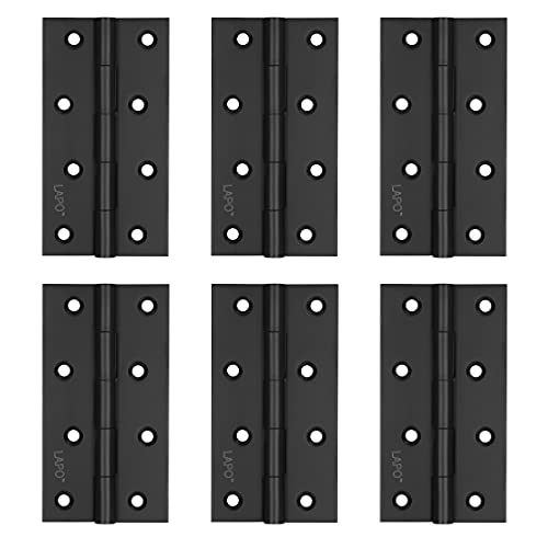 Image of LAPO Heavy-Build Door Hinges, 4 Inch x 14 Gauge /1.8 mm Thickness, Stainless Steel Kabja, Noise-Free Movement, Suitable for Cabinets & Windows, 5 Years Warranty, Black Finish, Pack of 6