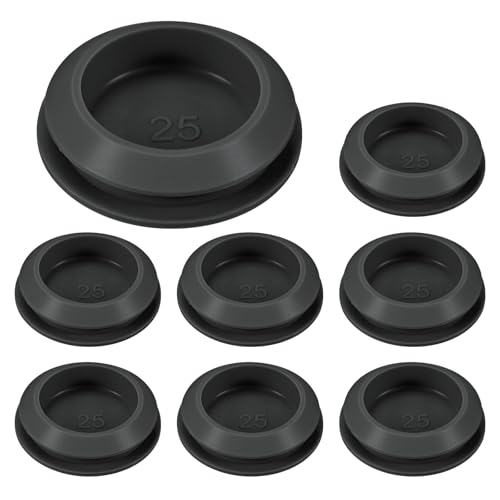 Image of M METERXITY 8-Packs Silicone Hole Plugs, Snap in Locking Hole Plugs for 25-27mm Hole, Round Hole Rubber Plug Kitchen Bulkheads Waterproof Sealing Plugs [Black]