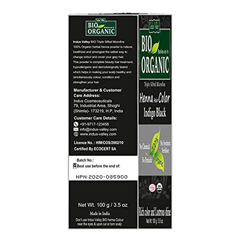 Indus Valley 8904061205959 Bio Organic Natural Henna Hair Color Indigo Black 100Gm| 100% Gray Hair Coverage And Long Lasting Hair Dye thumb #4