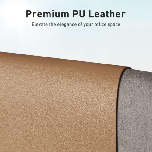 Image of Aothia Faux Leather Desk Mat for Keyboard & Mouse (Khaki, 36 inch x 17 inch) | Large desk mat for keyboard, mouse and laptop, creating a clean, organized workspace for work, study and everyday use