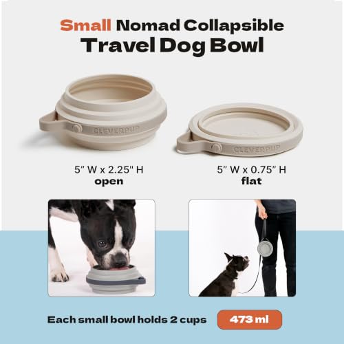 Cleverpup Nomad Small Collapsible Travel Dog Bowl - 2 Cup, Sand Silicone - Image 3