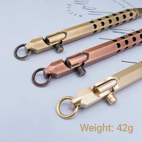 Image of Origin-Joy 2 Pack Bolt Action Pen Set, Six Edge Solid Brass EDC Pocket Tactical Pen With 20 Ballpoint Refills (Retro Black & Nickel Gray)