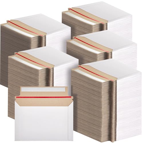 Affrolling 500 Pcs Rigid Photo Mailers with Self-adhesive Cardboard Card Shipping Envelopes Bulk for Document (6.5 x 4.5 Inch,White)