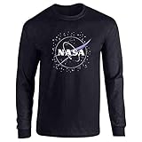 Pop Threads NASA Approved Meatball Logo with Stars Black XL Full Long Sleeve Tee T-Shirt