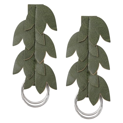 FURPHI Renaissance Skirt Hikes Faux Leather Leaf Medieval Ren Faire Cosplay Dress Waistband Accessories 2PCS Green