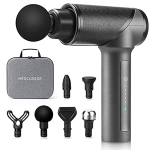 Medcursor Massage Gun, High Intensity Brushless Motor, Handheld Percussion Deep Tissue Massager with 6 Massage Heads for Sore Muscle and Stiffness, FSA and HSA Eligible, Gifts for Father/Dad (Gray)