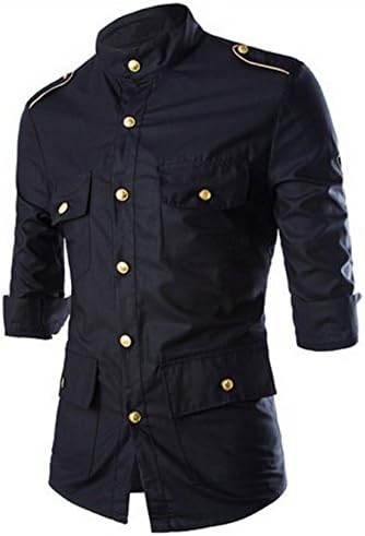 AQ Mens Clothes Fashion American Style Military Style Shirt