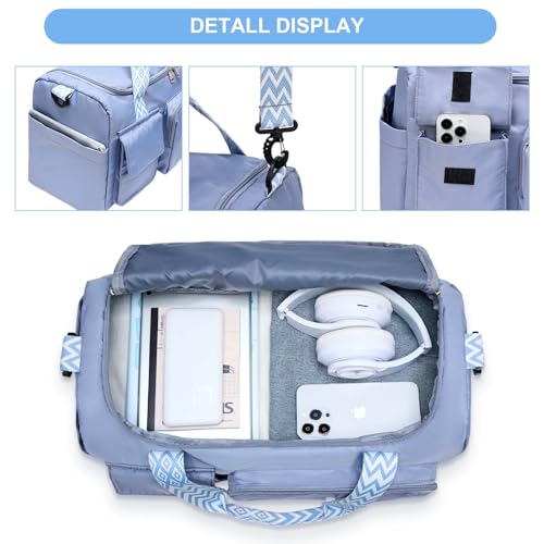 Image of Small Gym Bag for Women, Travel Duffle Bag Carry On Weekender Bag with Shoe Compartment