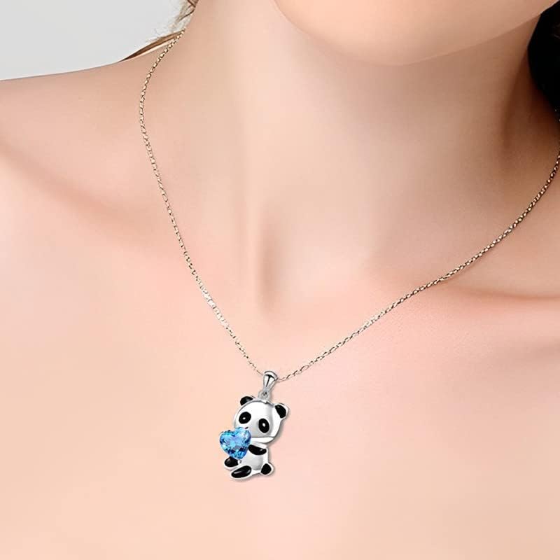 Kilener Panda Necklace for Women and Men - Blue Crystal Heart Pendant - Birthday & Christmas Gifts for Panda Lovers - Image 3