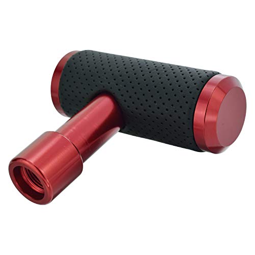Thruifo T Handle Shifter Car Knob, Joystick Style Alloy Cover With Leather Gear Stick Lever Shift Fit Most Automatic Manual Transmissions, Red-Black #TOP4