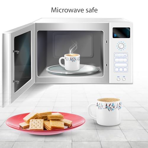 Image of Treo By Milton Opalware Amara 10 Lavelle Cup Set | Microwave & Dishwasher Safe | Bone-Ash Free | Tempered Toughness | Set of 6, 100 ml Each | White | Mug Set for Tea, Coffee, Daily Use & Gifting