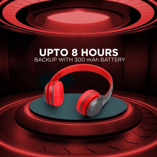 Image of Clokify Over-Ear Wireless Gaming Headphones, Bluetooth with Microphone with Long Battery Backup (Red)