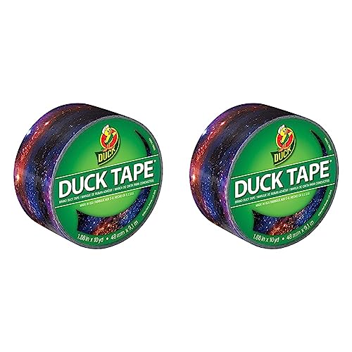 Duck Tape Pattern Colours Galaxy. Repair, Arts & Crafts, DIY, Crafts, Gift Wrapping, Decorative, Scrapbook, Scrapbooking, Bullet Journal, Planner, Party, Festivals, Decoration- 48mm x 9.1m, Pack of 2