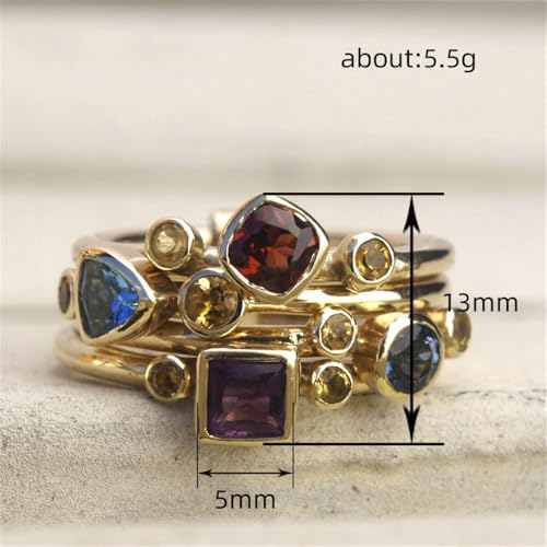 Geometric Colorful Zirconia Rings for Women Luxury Anniversary Party Accessories3