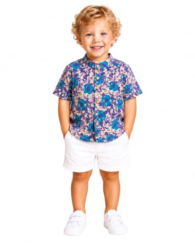 Image of A.T.U.N. (ALL THINGS UBER NICE) Boys 100% Cotton Printed Shirt | Half Sleeve Smart Casual Shirt for Kids | Soft Breathable Button Placket Top for Boys
