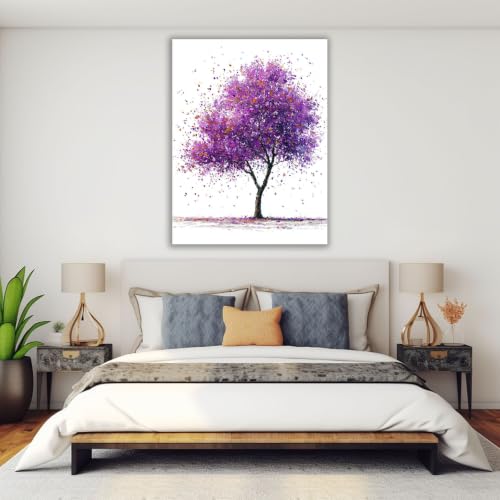 Lienzo de árbol morado minimal de alta definición, lámina artística rústica de 40x60 4