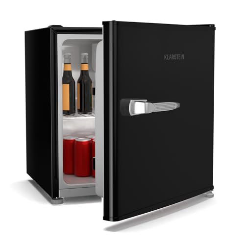 Klarstein Irene 46L Mini Nevera Retro - Silenciosa 37 Db, Termostato Ajustable, Neveras Pequeñas Para Habitaciones, Oficinas, Dormitorios, Negro