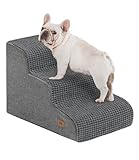 Dog Stairs for Small Dogs, 15.7" H Dog Steps for Bed 35D Strong Support Foam Stairs for High Bed or Couch Sofa Non-Slip Balanced Pet Steps Indoor, Grey