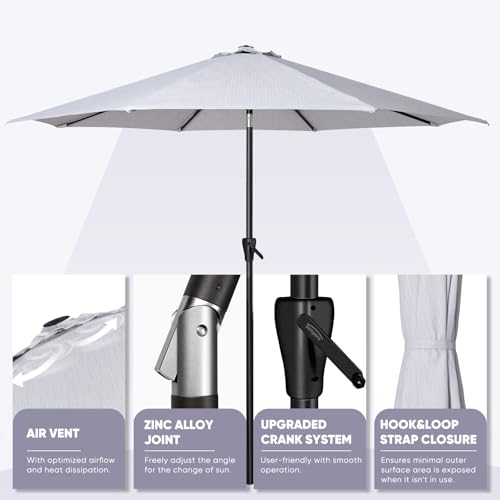 Image of Tempera Patio Market Outdoor Table Umbrella with Auto Tilt and Crank, Large Sun Umbrella with Sturdy Pole & Fade Resistant Canopy, Easy to Set