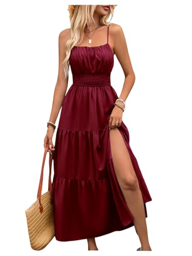 Image of BEAUDRM Women's Summer Maxi Dresses Boho Summer Wedding Guest Dress Beach Vacation Outfits Cruise Flowy Milkmaid Sundresses