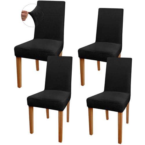 HOTUT Dining Chair Cover 4pcs High Back Seat Slipcovers Stretch Washable Removable Chair Protector Spandex Seat Cover for Hotel Ceremony Banquet Kitchen Restaurant Home