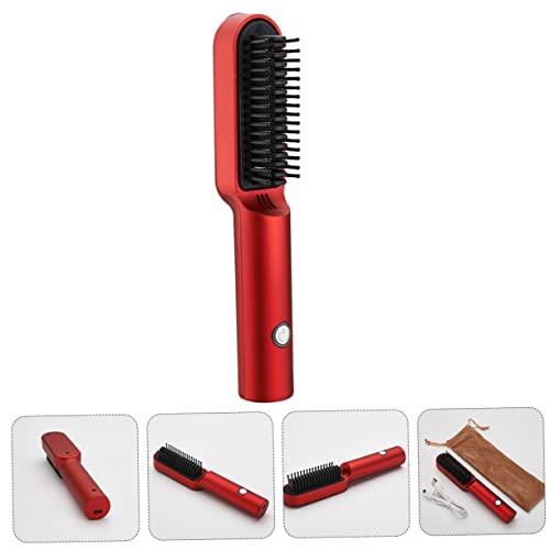 Cepillo alisador y rizador de cabello SaditY rojo 3 piezas miniatura 3