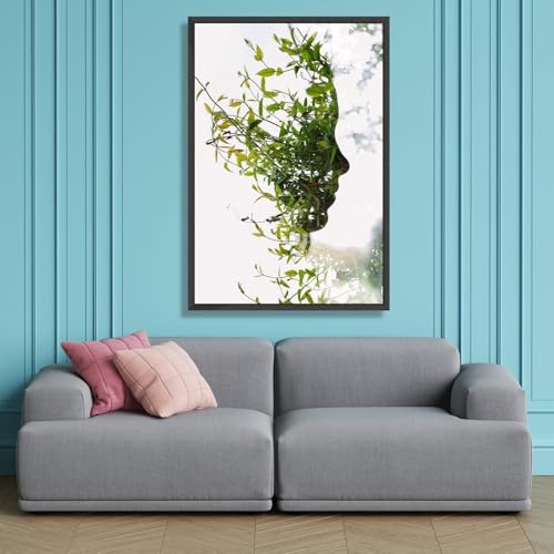 Impression d'art abstrait de plante 70x110cm prête à suspendre sans cadre visible
