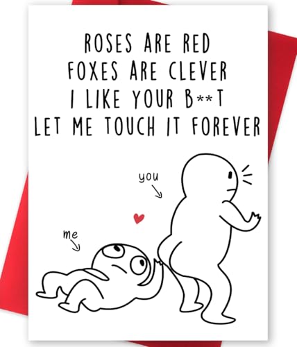 Huameigf Romantic Valentines Day Card for Wife Husband, Naughty Valentine's Day Gifts Ideas for BF GF, Cute Anniversary Birthday Card for Women Men, Rude Touch Your Butt Card