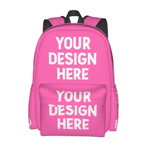 Personalized Backpacks For Women Men Design Your Own Work Travel Laptop Bag Laptop Bag Customized Travel Computer Zipper Bookbag,Hot Pink-016