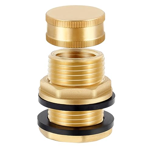 SNUTUYA Manguera de jardín macho de latón con enchufe, NPT hembra de 1/2 pulgada, GHT macho de 3/4 pulgadas (rosca de manguera de jardín), para barriles de lluvia, acuarios, fregaderos, 1 paquete