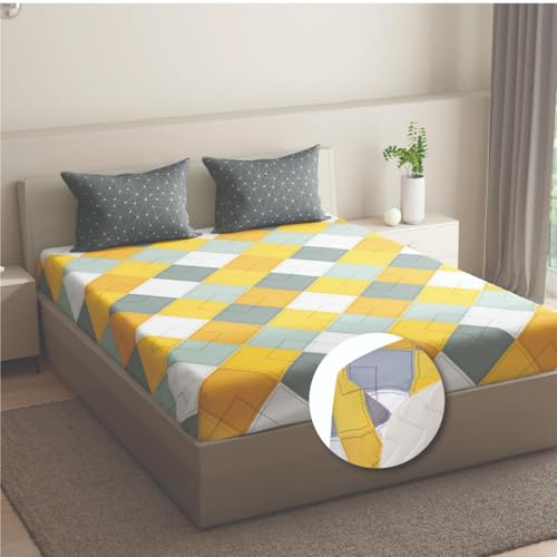 Image of Wakefit Fitted 144TC 100% Cotton Printed Bedsheet, Mario King Size (72x70 Inches / 1.8mx1.8m) with 2 Pillow Covers Free