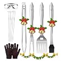 Heavy Duty Grilling Accessories - Stainless Steel Grill Tools Set BBQ Accessories for Outdoor Grill with Spatula, Fork, Brush & Tongs - Grilling Gifts for Men