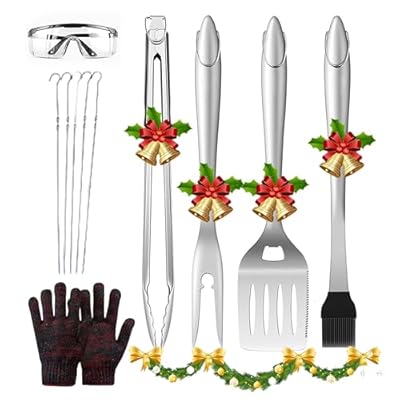 Heavy Duty Grilling Accessories - Stainless Steel Grill Tools Set BBQ Accessories for Outdoor Grill with Spatula, Fork, Brush & Tongs - Grilling Gifts for Men