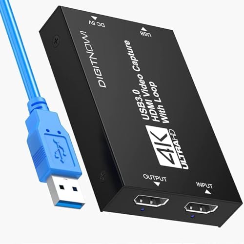 Carte de Capture vidéo, Carte de Capture Audio, Carte de Capture USB 3.0 4K HDMI Loop-Out, 1080P 60FPS Capture de Jeu vidéo pour Streaming, Jeux et Diffusion...