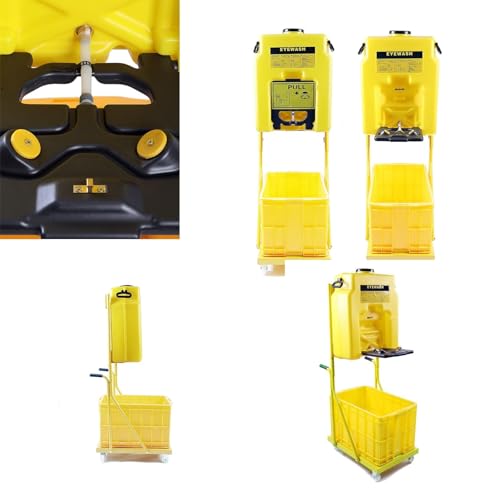 Station de lavage des yeux portable – Double pulvérisation, chariot à roulettes, 53 L pour la sécurité d'urgence dans les laboratoires, les usines chimiques, les ateliers