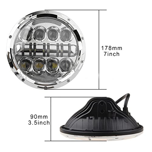 7 Polegada Farol Alto Baixo Feixe 80W Projetor Farol H4 Para Jeep Wrangler 2 Peças,Black