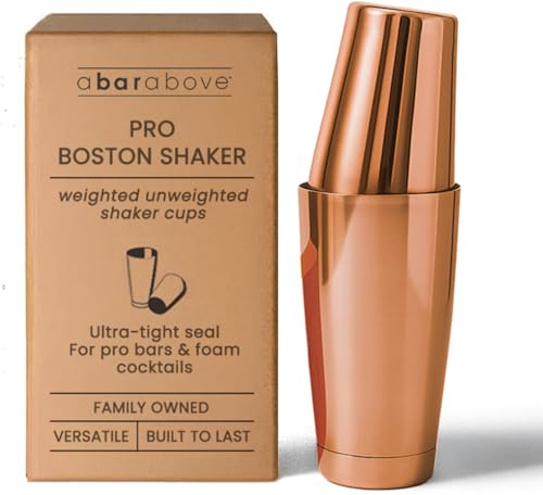 A Bar Above Boston Cocktail Shaker Set 2 Piece 18 and 28 Oz Tins Copper