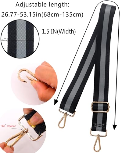 Image of Crossbody Purse Strap for Women Men Girls Boys Mother Girlfriend Gift, Replacement Bag Belt Strap for Purse Handbag Guitar Camera, Adjustable Canvas Wide Shoulder Strap with Golden Hooks