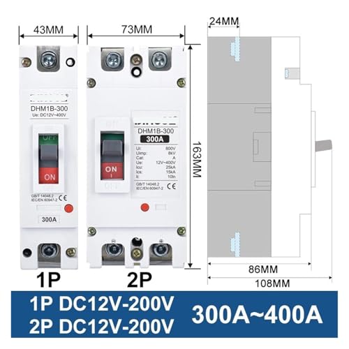 Disjoncteur de batterie MCCB 400A avec boîtier plastique et déclencheur shunt 1P - 2