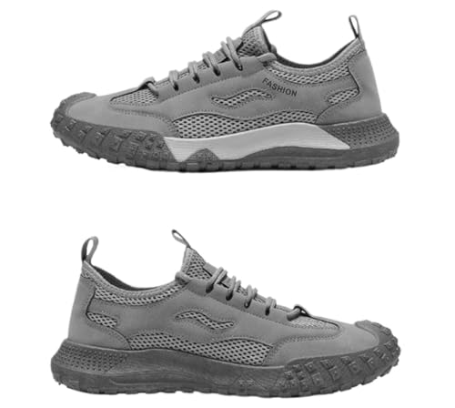 Roofing Shoes for Men - Indestructible Safety Work Shoes, Steel Toe Enhanced Grip Anti Slip Insulating Bottom, Lightweight Breathable for Shingle Roof Construction Casual Walk (Grey,8)