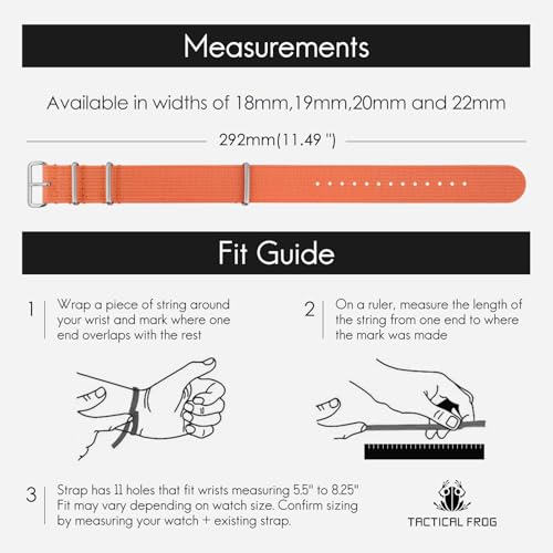 Image of TACTICAL FROG Nylon Watch Band 18mm 19 mm 20mm 22 mm 24 mm, Waterproof Military Watch Straps Replacement for Men Women, With Stainless Steel Buckle