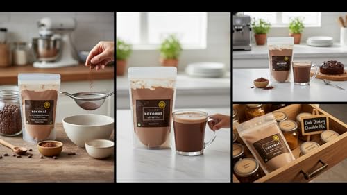 Image of Kokomae Dark Drinking Chocolate Mix | Farm Fresh Organic Cocoa from Tamil Nadu | Made with Organic Cocoa Beans & Cane Sugar | Thick & Rich Hot or Cold Chocolate | Vegan, Gluten-Free | No Preservatives -200gm